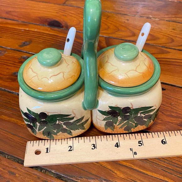 Condiment Spice Jar Container Set Buttercream Olive Branch Design - Picture 8 of 11